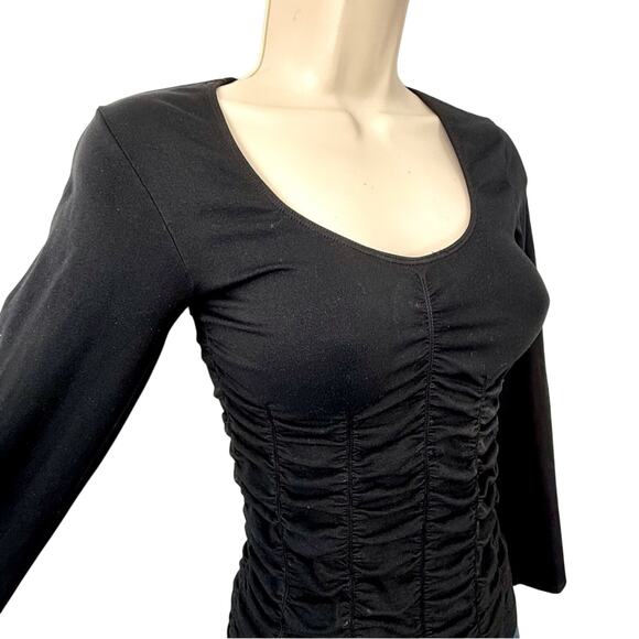 Last Tango Black Fitted Top Stretchy Ruched Detail No Seams Long Sleeve - Picture 8 of 16